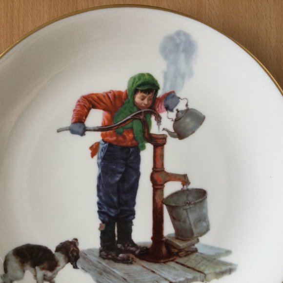 1977 Gorham "Winter-Chilling Chore" Norman Rockwell 10 1/2" plate et - Picture 3 of 6